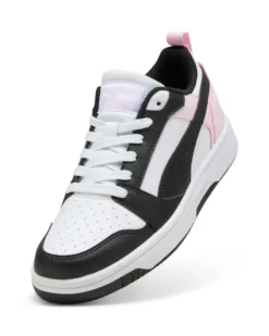 PUMA - SNEAKERS JUNIOR REBOUND V6 LO GS BIANCHE CON DETTAGLI ROSA  E NERI DAL 36 AL 39, 393833-37