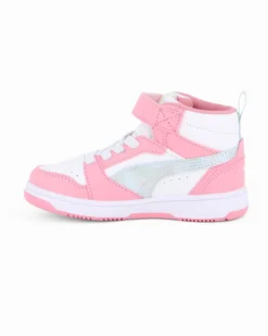 PUMA - SNEAKERS JUNIOR ROSA E BIANCA  REBOUND V6 MID SPACE BELLE DAL 28 AL 35,  402770-02