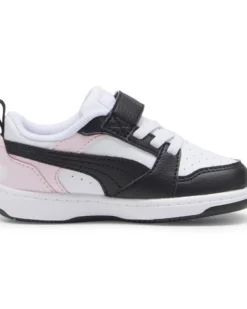 PUMA - SNEAKERS KIDS REBOUND V6 LO AC+TD BIANCHE CON DETTAGLI NERI E ROSA DAL 20 AL 27, 397420-13