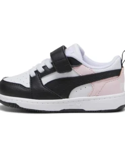 PUMA - SNEAKERS KIDS REBOUND V6 LO AC+TD BIANCHE CON DETTAGLI NERI E ROSA DAL 20 AL 27, 397420-13