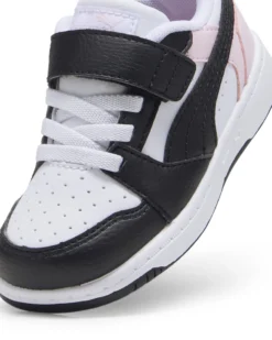 PUMA - SNEAKERS KIDS REBOUND V6 LO AC+TD BIANCHE CON DETTAGLI NERI E ROSA DAL 20 AL 27, 397420-13