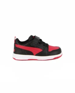 PUMA - SNEAKERS KIDS REBOUND V6 LO AC+TD NERA CON DETTAGLI ROSSI DAL 20 AL 27, 397420-11