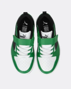 PUMA - SNEAKERS KIDS REBOUND V6 LO VERDE CON DETTAGLI NERI E BIANCHI DAL 28 AL 35, 397419-05