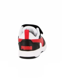 PUMA - SNEAKERS KIDS REBOUND V6 LO AC+TD BIANCA CON DETTAGLI ROSSI E NERI DAL 20 AL 27, 397420-04