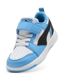 PUMA - SNEAKERS KIDS REBOUND V6 LO AC+TD CELESTI CON DETTAGLI NERI E BIANCHI DAL 20 AL 27, 397420-34