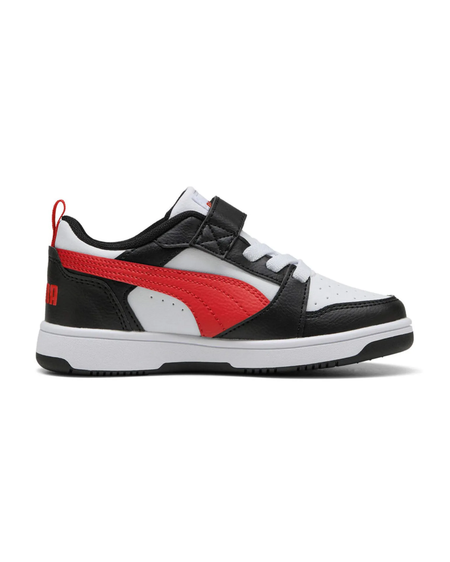 PUMA - SNEAKERS KIDS REBOUND V6 LO BIANCA CON DETTAGLI NERI E ROSSI DAL 28 AL 35, 397419-04