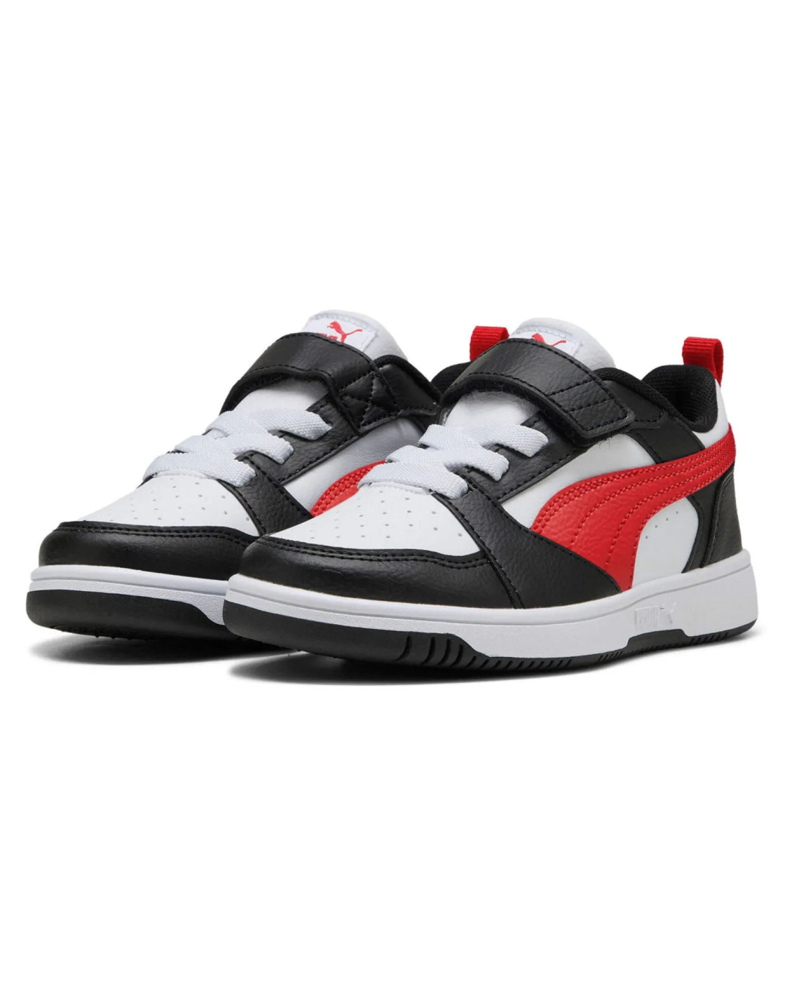 PUMA - SNEAKERS KIDS REBOUND V6 LO BIANCA CON DETTAGLI NERI E ROSSI DAL 28 AL 35, 397419-04