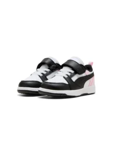PUMA - SNEAKERS KIDS REBOUND V6 LO AC+TD BIANCHE CON DETTAGLI NERI E ROSA DAL 20 AL 27, 397420-37