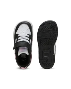 PUMA - SNEAKERS KIDS REBOUND V6 LO AC+TD BIANCHE CON DETTAGLI NERI E ROSA DAL 20 AL 27, 397420-37