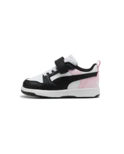 PUMA - SNEAKERS KIDS REBOUND V6 LO AC+TD BIANCHE CON DETTAGLI NERI E ROSA DAL 20 AL 27, 397420-37