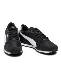 PUMA - Sneakers nera e bianca in mesh traspirante con soletta in memory foam, numerata 36/39 - S RUNNER V3 MESH JR