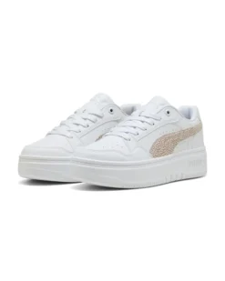 PUMA - SNEAKERS REBOUND FEMME LOW TOPCAT BIANCHE CON DETTAGLI ROSA E BEIGE DA DONNA , 406062-02