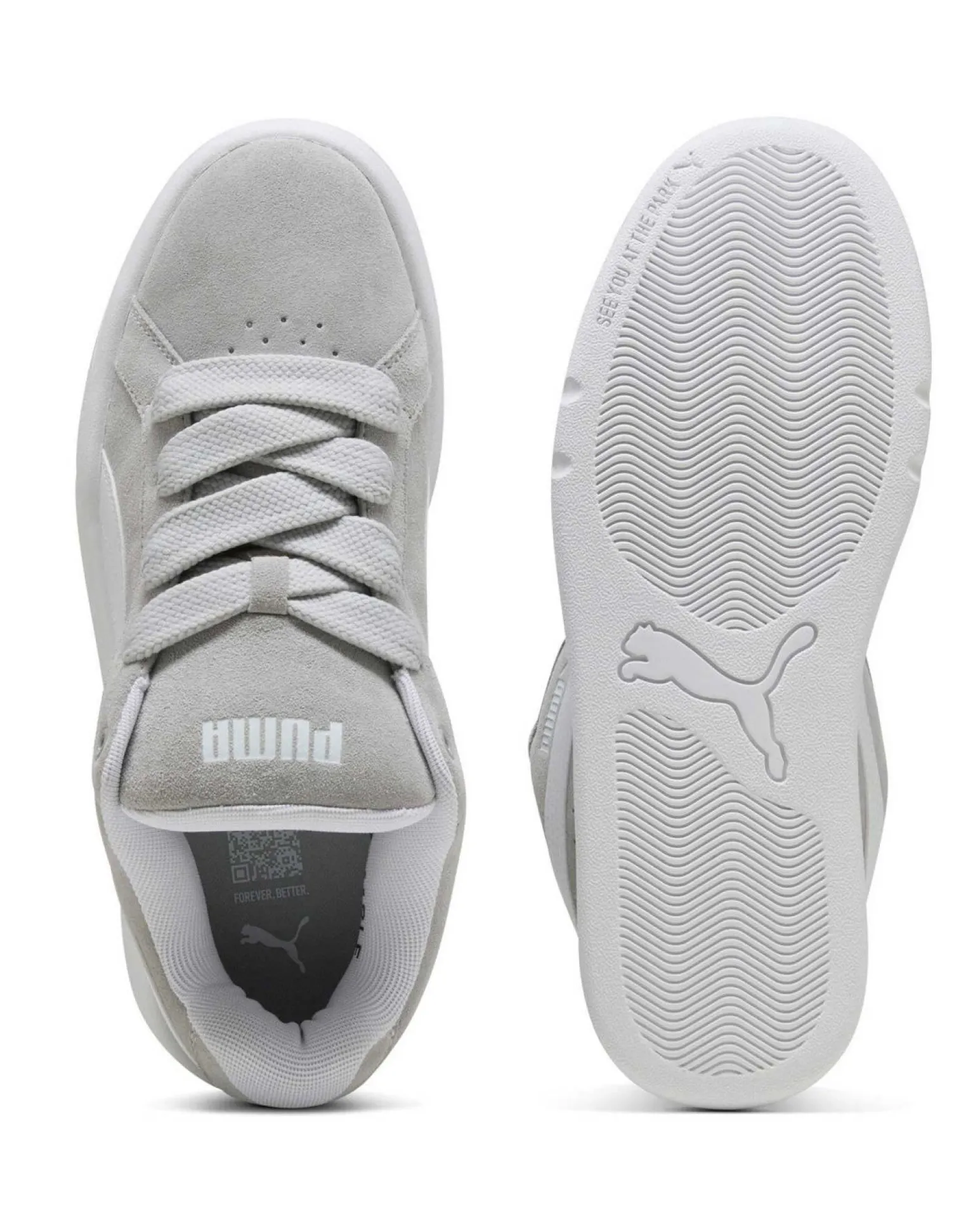 PUMA - SNEAKERS UOMO GRIGIE E BIANCHE PARK L-STYLE EASY SUADE, 400707-02