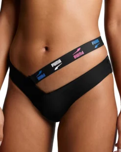 PUMA - Tanga bikini nero con elastico rimovibile