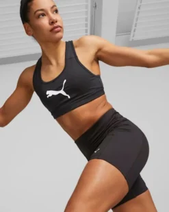 PUMA - Top nero in tessuto traspirante con logo nero