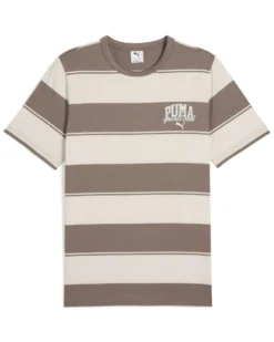 PUMA - T-SHIRT  BEIGE E MARRONE CLASSIC STRIPE AOP TEE  DA UOMO, 684657-93