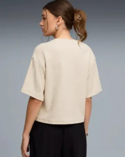 PUMA - T-SHIRT BEIGE/PANNA ESSENTIAL ELEVATED RELAXED  DA DONNA, 691813-87