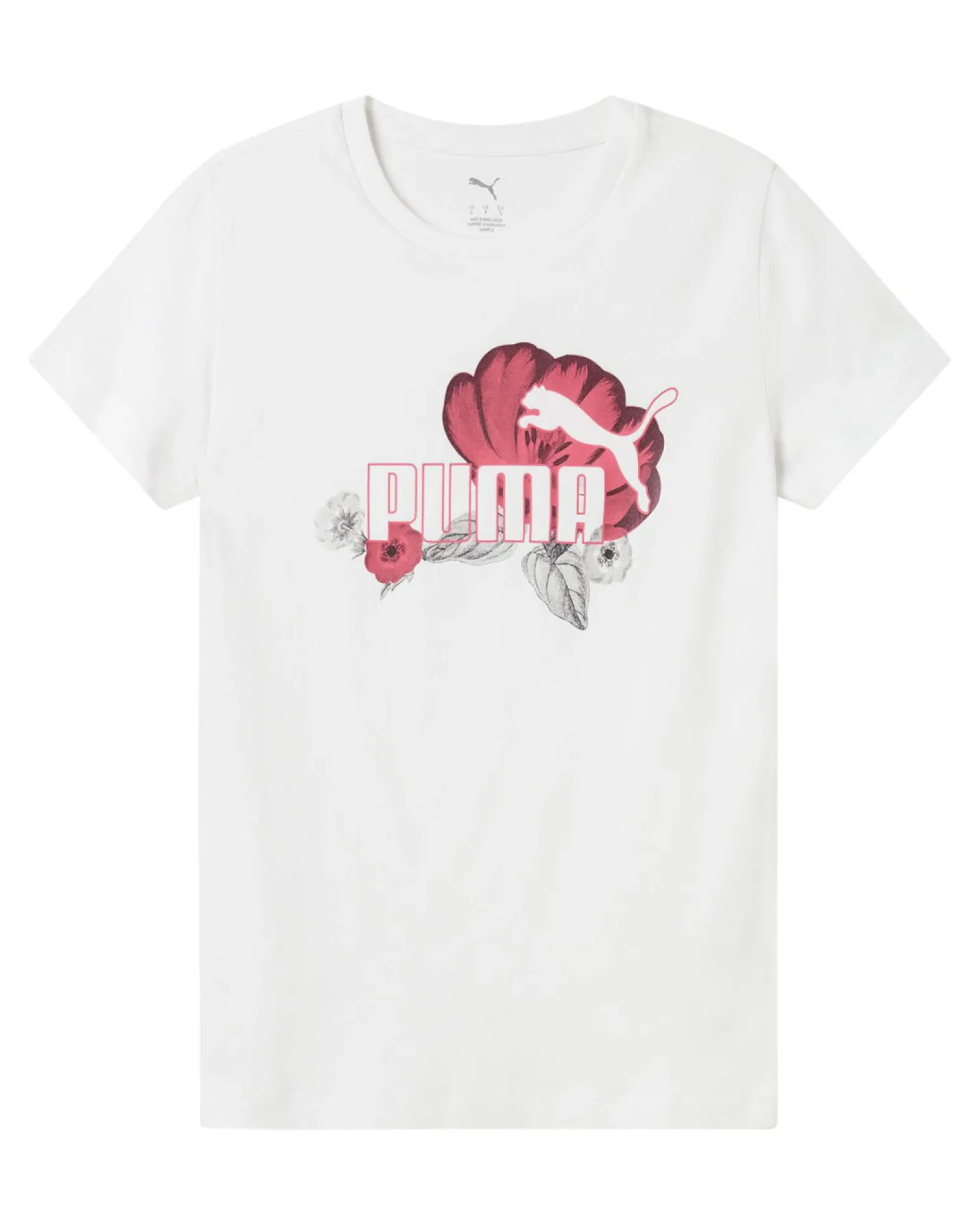 PUMA - T-SHIRT BIANCA ESSENTIAL+ FLORAL BIG LOGO GRAPHIC DA DONNA, 689030-02