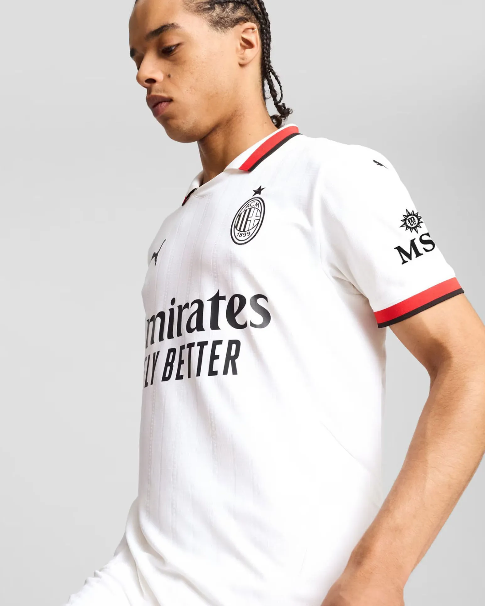 PUMA - T-SHIRT BIANCA/ROSSA E NERA AC MILAN AWAY REPLICA DA UOMO - 775015-02