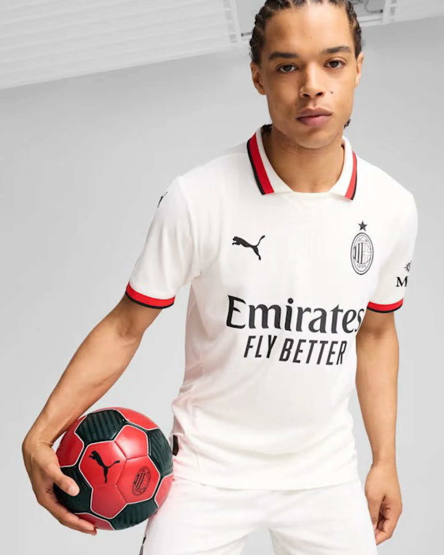 PUMA - T-SHIRT BIANCA/ROSSA E NERA AC MILAN AWAY REPLICA DA UOMO - 775015-02