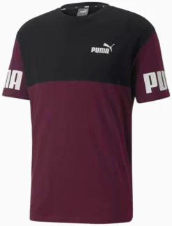 PUMA - T-SHIRT BORDEAUX E NERA POWER COLORBLOCK TEE   DA UOMO 693576-96
