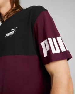 PUMA - T-SHIRT BORDEAUX E NERA POWER COLORBLOCK TEE   DA UOMO 693576-96