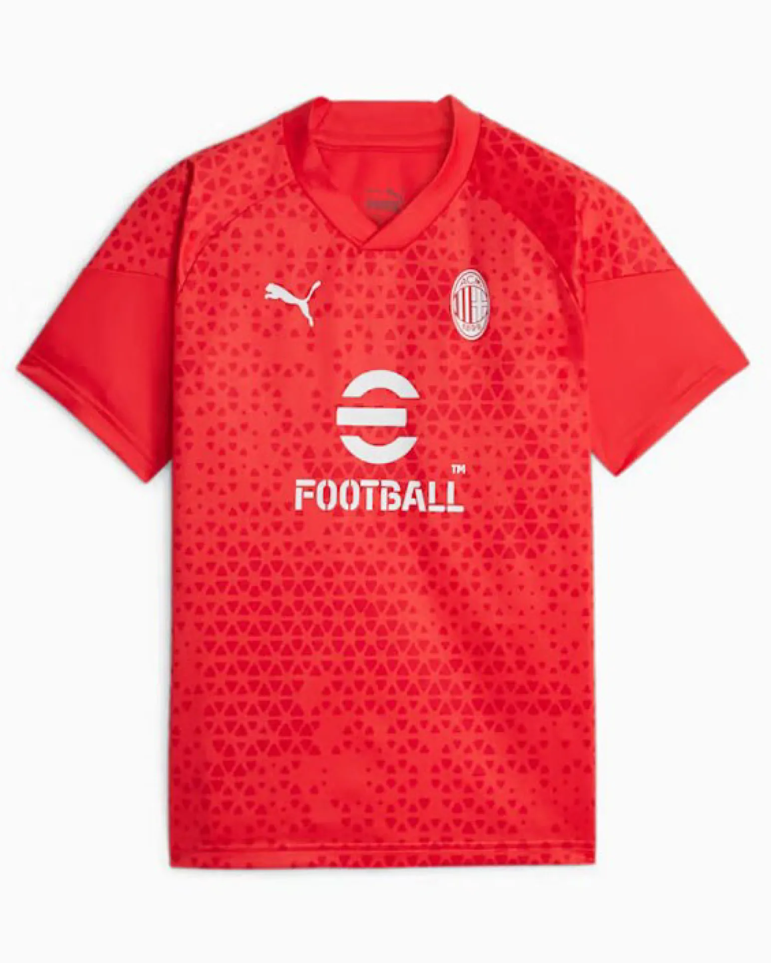 PUMA - T shirt da bambino rossa e bianca in tessuto traspirante Milan