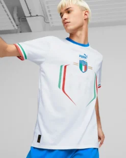 PUMA - T-shirt da calcio bianca in tessuto traspirante Italia