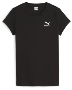 PUMA - T-SHIRT DA DONNA NERA CLASSICS RIBBED SLIM TEE - 624264-01