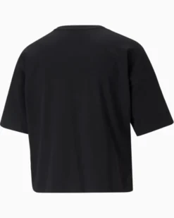 PUMA - T shirt da donna nera relaxed fit con logo bianco