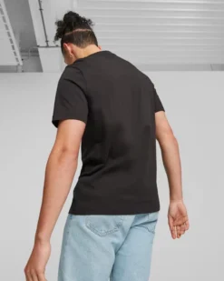 PUMA - T shirt da uomo nera con logo bianco