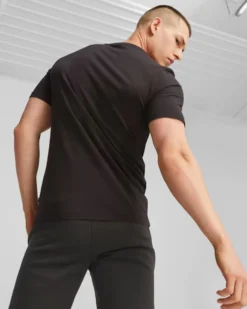 PUMA - T shirt da uomo nera con logo colorato