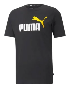 PUMA - T shirt da uomo nera con logo bianco e giallo