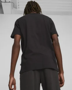 PUMA - T shirt da uomo nera con stampa logo verticale