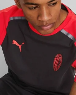 PUMA - T shirt da uomo nera e rossa con logo Milan