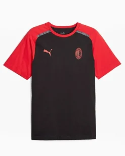 PUMA - T shirt da uomo nera e rossa con logo Milan