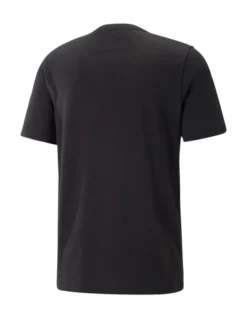 PUMA - T shirt da uomo nera in cotone con logo rosso e blu
