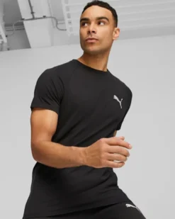 PUMA - T shirt da uomo slim fit nera in tessuto traspirante