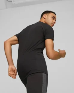 PUMA - T shirt da uomo slim fit nera in tessuto traspirante