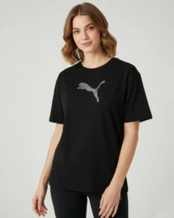 PUMA - T-SHIRT DONNA  NERA MEZZA MANICA  ESS GRAPHICS LEO LUXE, 634566-01