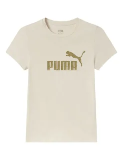 PUMA - T-SHIRT ESS+ GLITTER LOGO TEE JUNIOR PANNA - 682108-87