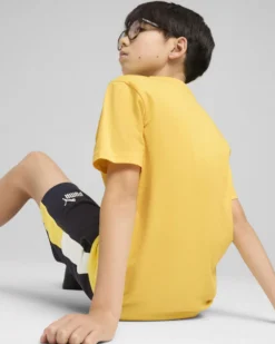 PUMA - T-SHIRT GIALLA ESS 2 COLOR NO.1 LOGO JUNIOR - 685778-55