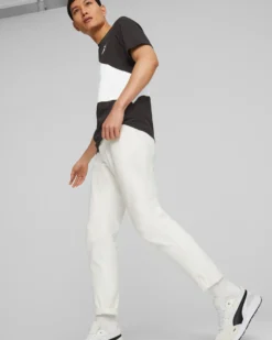 PUMA - T shirt girocollo da uomo nera e bianca in cotone con logo bianco