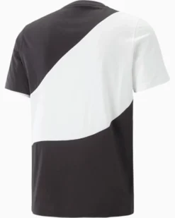 PUMA - T shirt girocollo da uomo nera e bianca in cotone con logo bianco