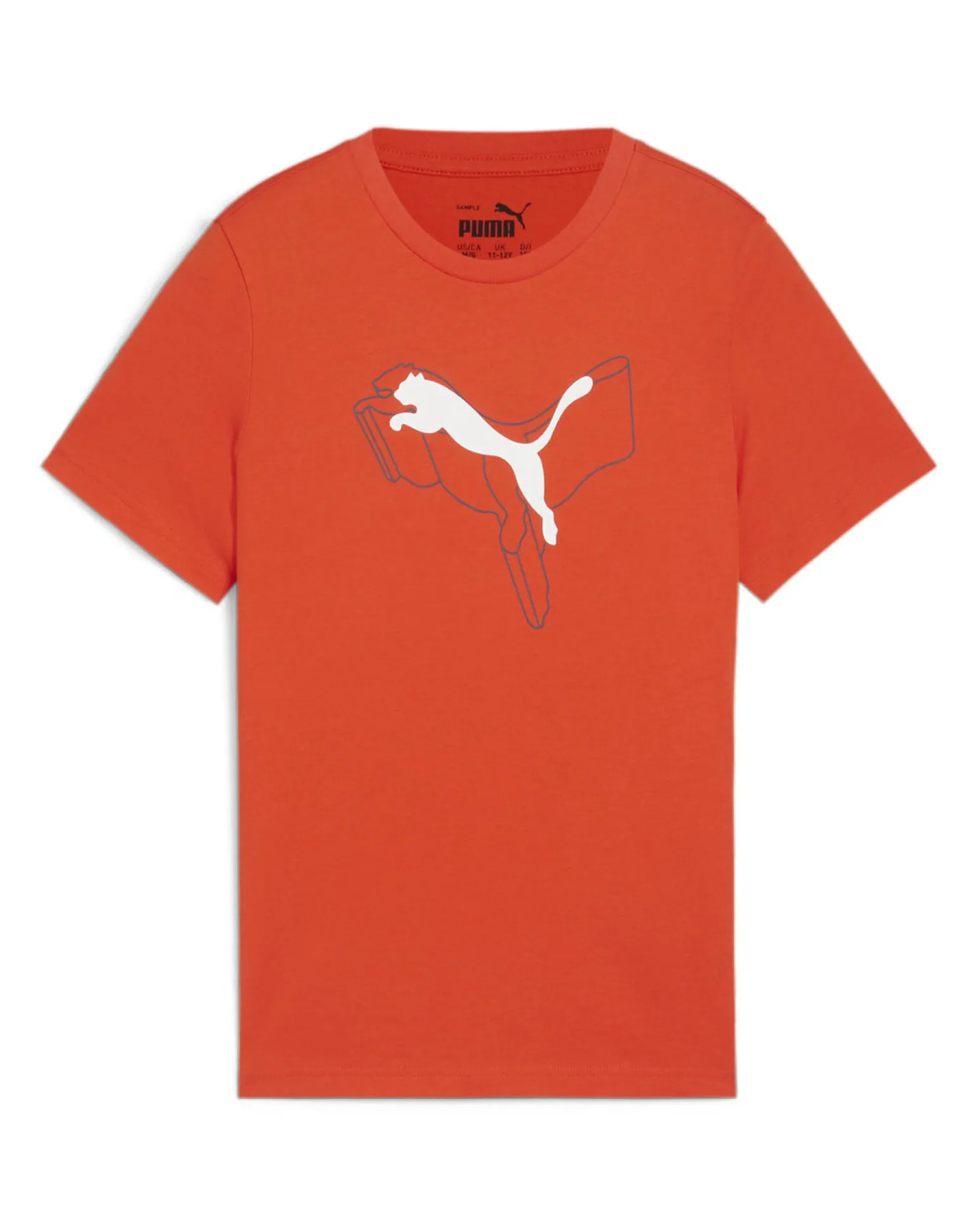 PUMA - T-SHIRT JUNIOR ( 7-16 ANNI) ARANCIONE ESSENTIAL +LOGO BIANCO - 681841-18