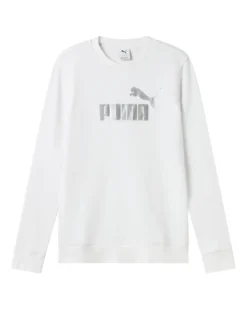 PUMA -T SHIRT MANICA LUNGA BIANCA  ESSENTIAL+TEXTURED FOIL BIG DA DONNA, 688911-02