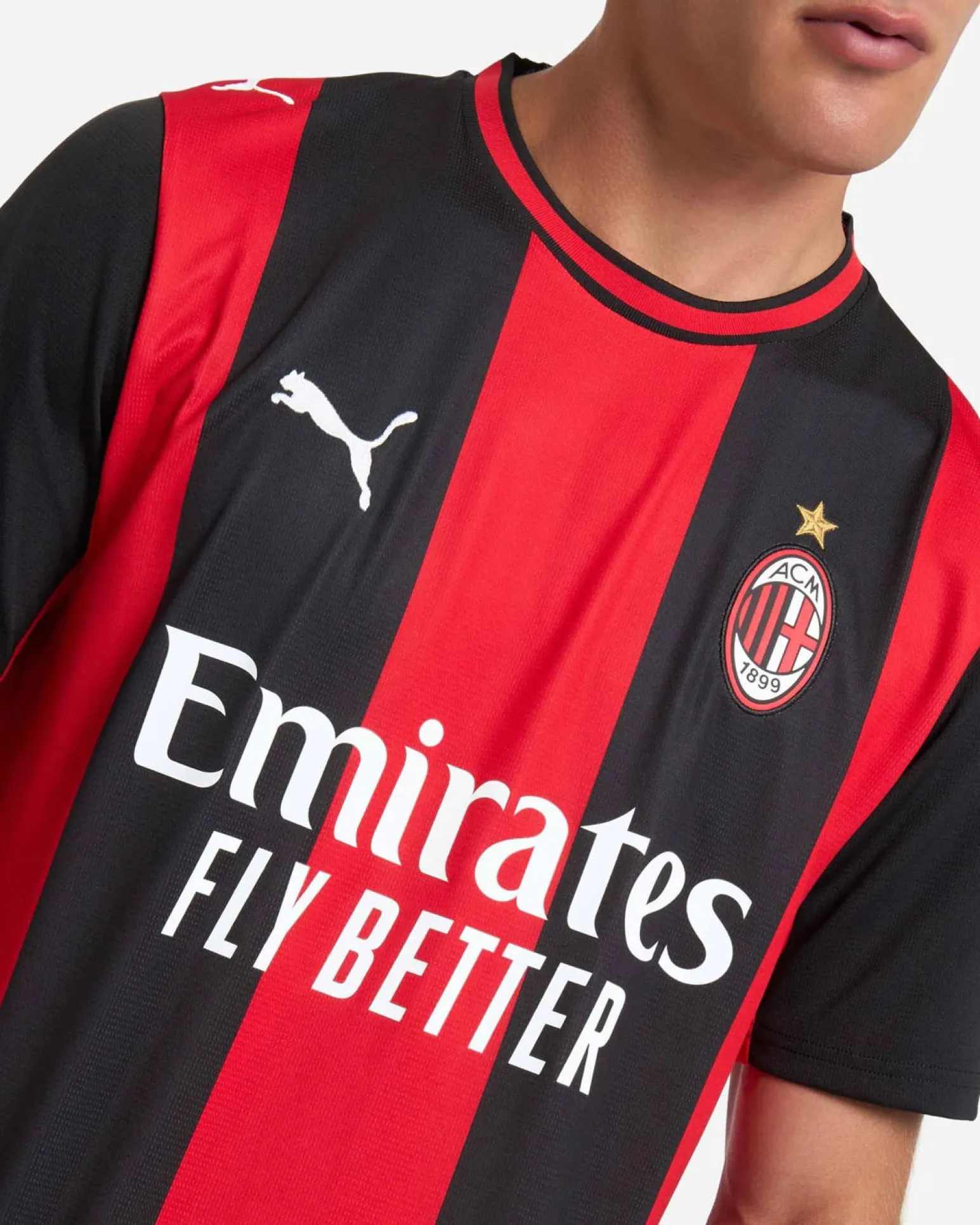 PUMA - T- SHIRT MEZZA MANICA ACM MILAN ROSSA E NERA DA UOMO, 784121-01