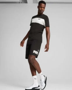PUMA -T-SHIRT MEZZA MANICA NERA E BIANCA ESSENTIAL BLOCK TEE  DA UOMO, 684685-01
