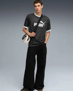 PUMA - T-SHIRT NERA A RIGHE BIANCA  ESSENTIAL STRIPED JSY  DA UOMO, 688263-01