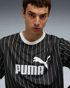 PUMA - T-SHIRT NERA A RIGHE BIANCA  ESSENTIAL STRIPED JSY  DA UOMO, 688263-01